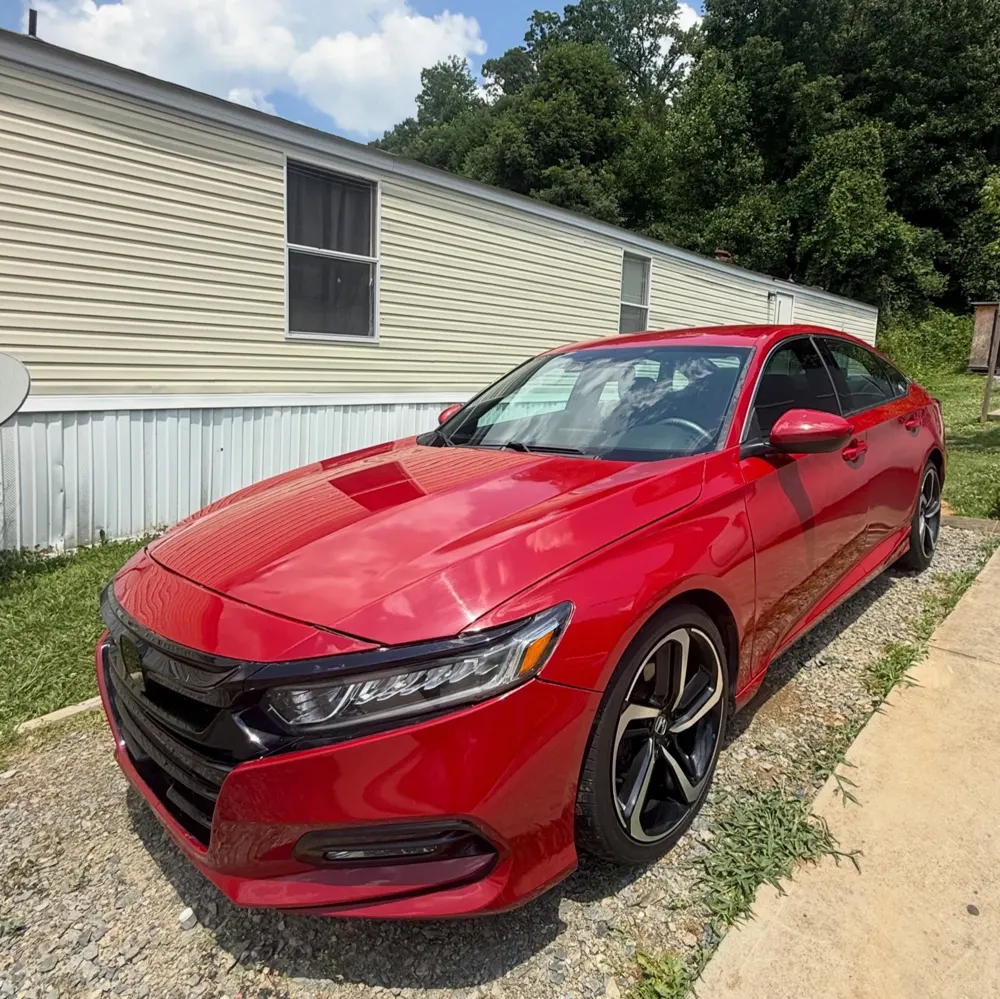 Red Honda Accord after wash and wax
